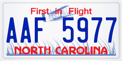 NC license plate AAF5977