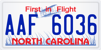 NC license plate AAF6036