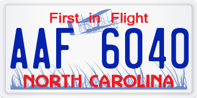 NC license plate AAF6040