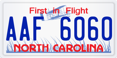 NC license plate AAF6060