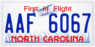 NC license plate AAF6067