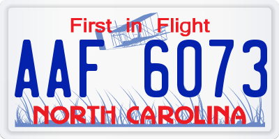 NC license plate AAF6073