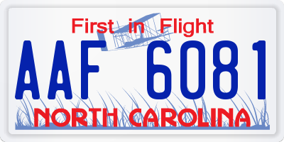 NC license plate AAF6081