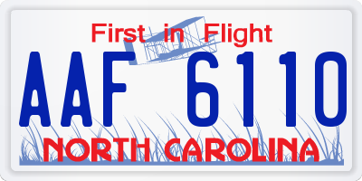 NC license plate AAF6110