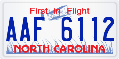 NC license plate AAF6112
