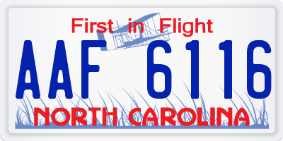 NC license plate AAF6116