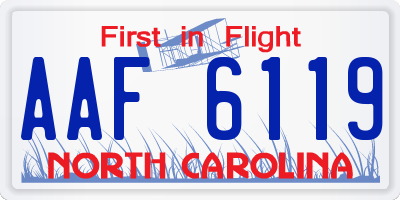 NC license plate AAF6119