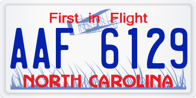 NC license plate AAF6129