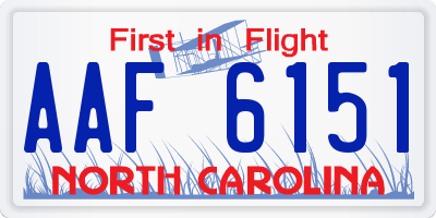 NC license plate AAF6151