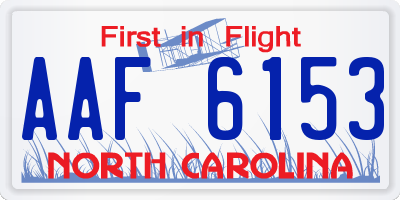 NC license plate AAF6153