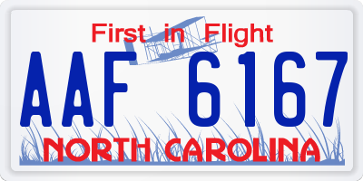 NC license plate AAF6167