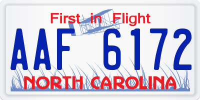 NC license plate AAF6172