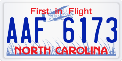 NC license plate AAF6173