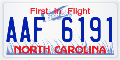 NC license plate AAF6191