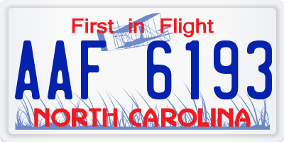 NC license plate AAF6193