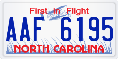 NC license plate AAF6195
