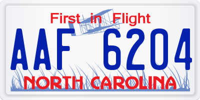 NC license plate AAF6204