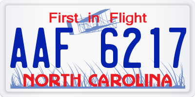 NC license plate AAF6217