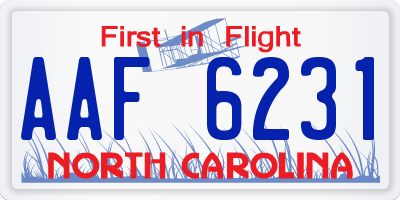 NC license plate AAF6231