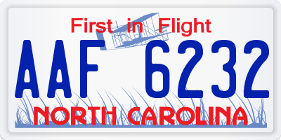 NC license plate AAF6232