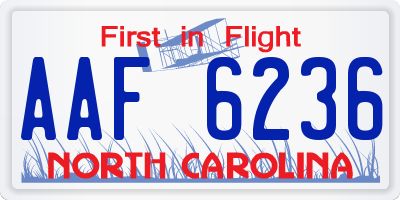 NC license plate AAF6236