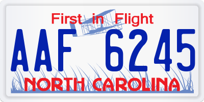 NC license plate AAF6245