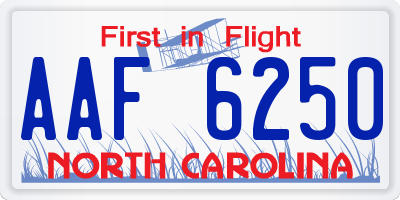 NC license plate AAF6250
