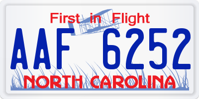 NC license plate AAF6252