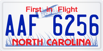 NC license plate AAF6256