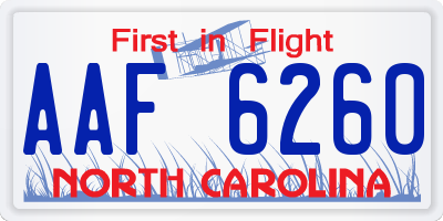 NC license plate AAF6260