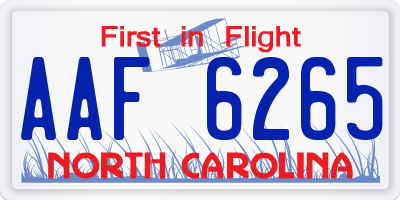 NC license plate AAF6265