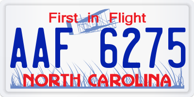 NC license plate AAF6275