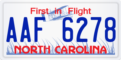 NC license plate AAF6278