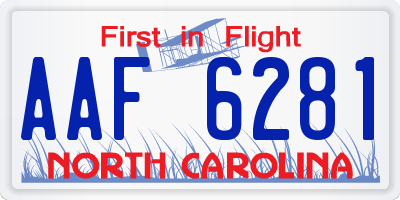 NC license plate AAF6281