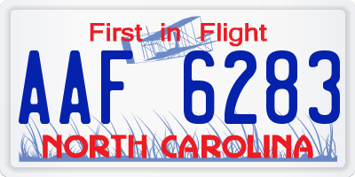 NC license plate AAF6283