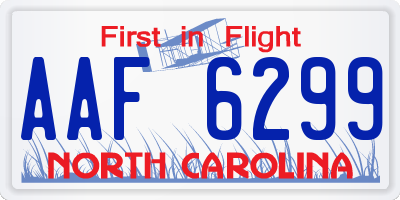 NC license plate AAF6299