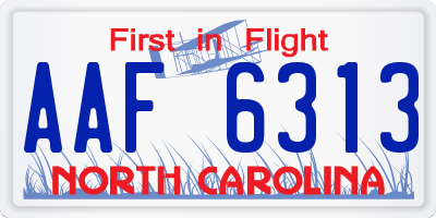 NC license plate AAF6313