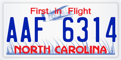 NC license plate AAF6314