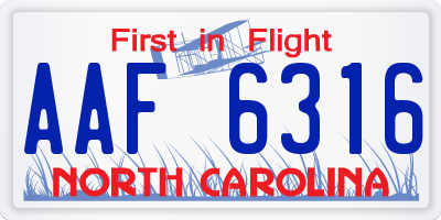 NC license plate AAF6316