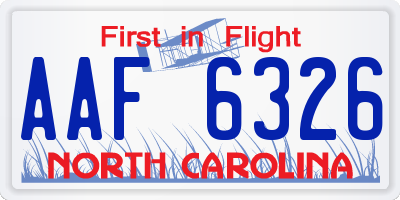 NC license plate AAF6326