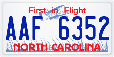 NC license plate AAF6352