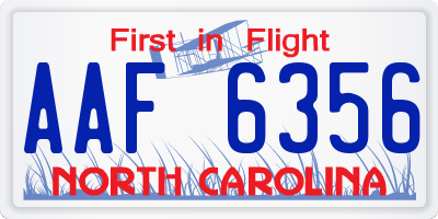 NC license plate AAF6356
