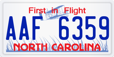 NC license plate AAF6359