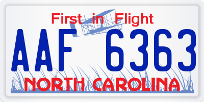 NC license plate AAF6363