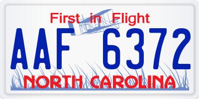 NC license plate AAF6372