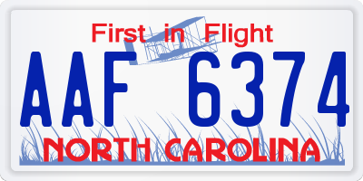 NC license plate AAF6374