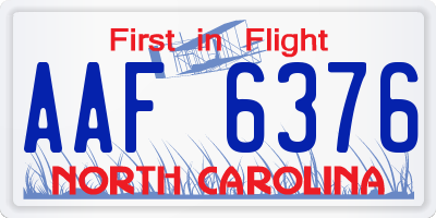 NC license plate AAF6376