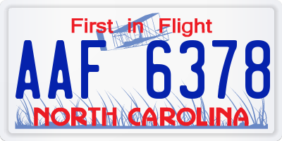 NC license plate AAF6378