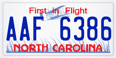 NC license plate AAF6386