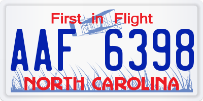 NC license plate AAF6398